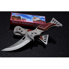 B-368 steel and wood handle material new semi-automatic jump knife UD53019G